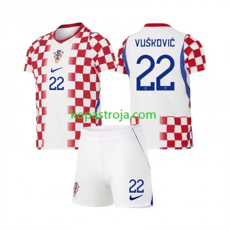 Billiga Fotbollströjor Kroatien Luka Vuskovic 22 Barn Hemma tröja WM 2026 Kortärmad